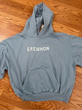 Erewhon Women's Light Blue Hooded Pullover Sweater